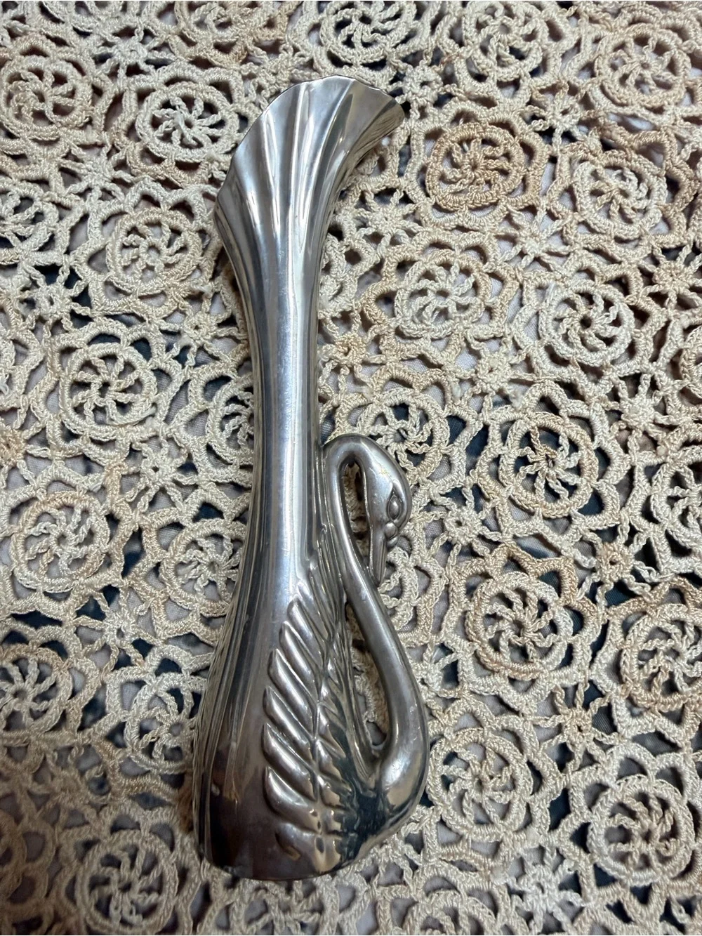 Vintage Silver Plate Swan Bud Vase Art Nouveau Style 7” Elegant Floral Decor